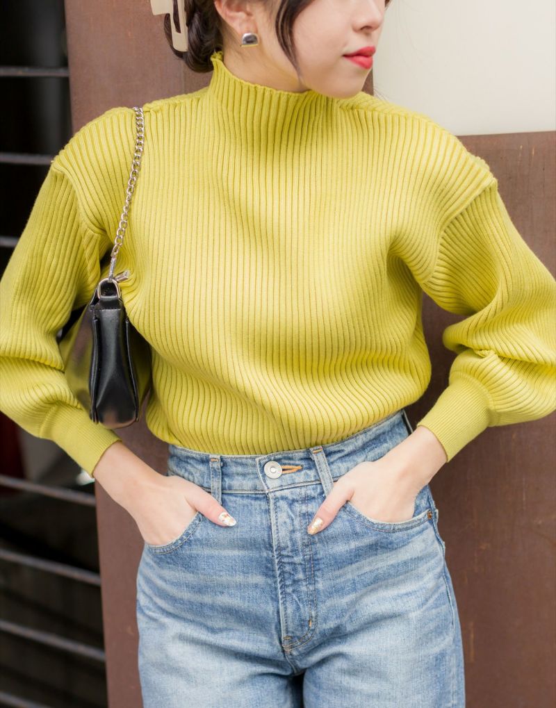 Deuxieme Classe 畦編み ボトルネック ボリューム袖 ニット - staudeg.mx
