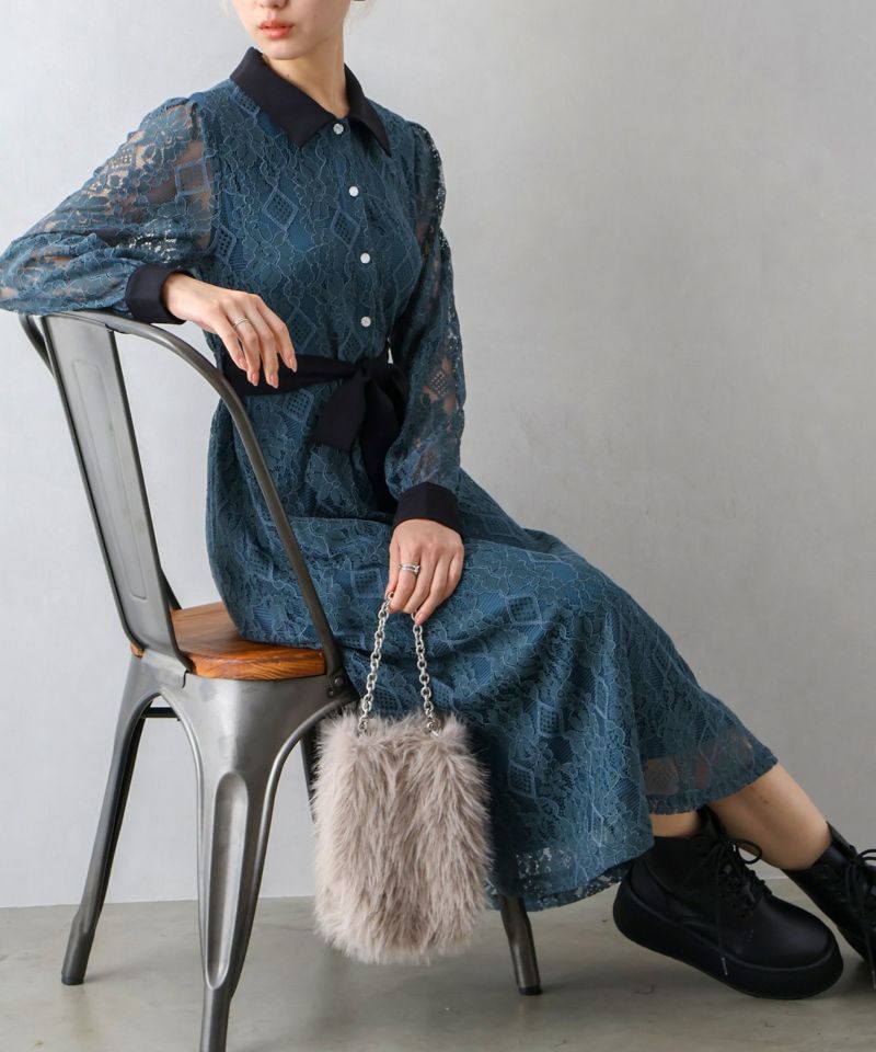 DESIGNERS, REMIX グレー　ワンピース セール】 バックレースワンピース （ワンピース）｜DESIGNWORKS