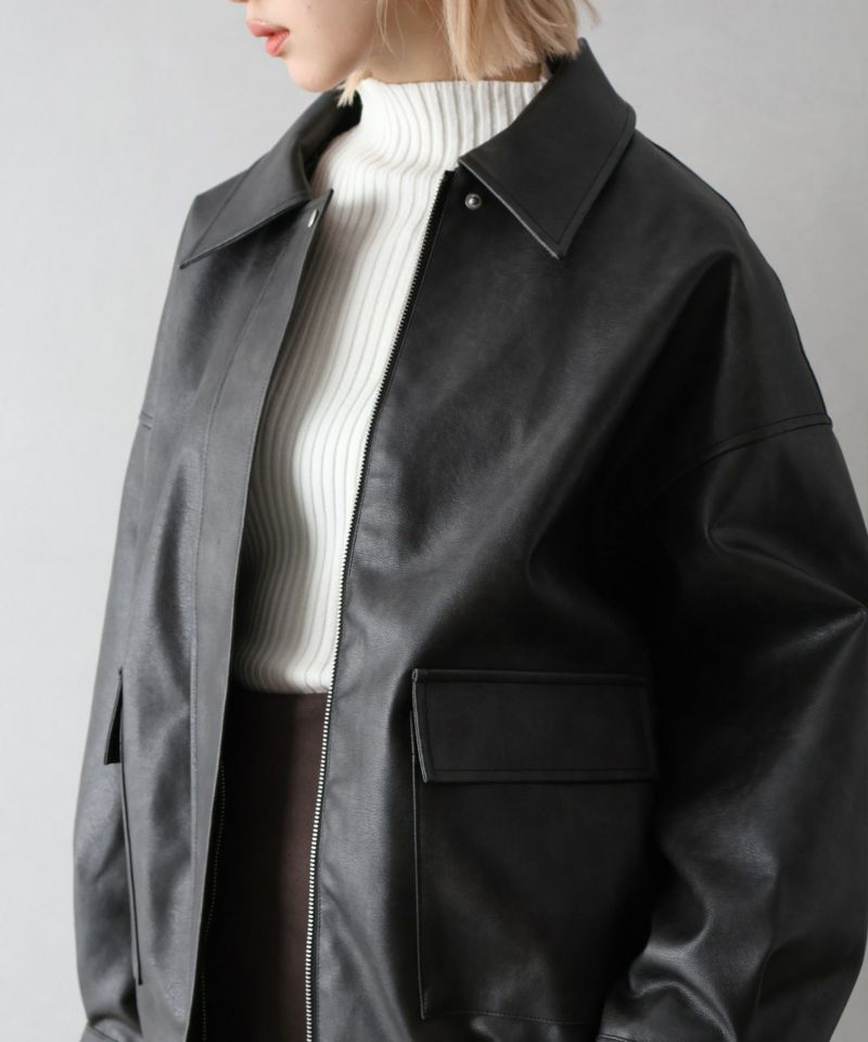 vintage レザーブルゾン イギリス製 ヴィンテージレザーZIPブルゾン | SpRay