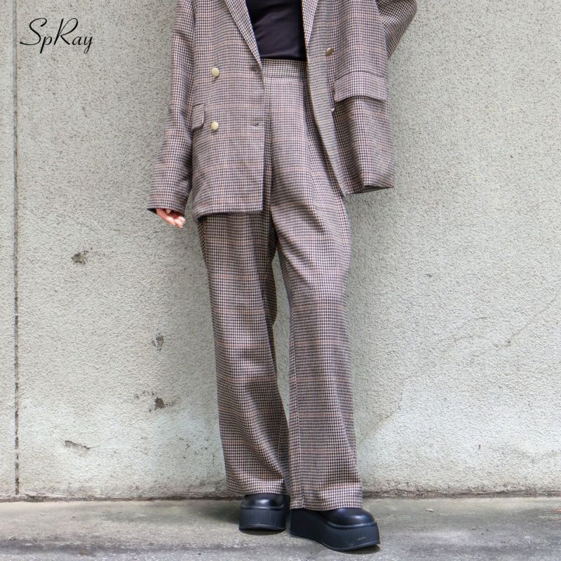 美品エンフォルド　ツーパターンチェックストレートパンツ osharewalker ストレートパンツ レディース ボトムス チェック柄
