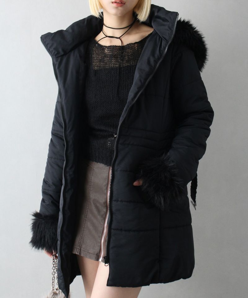 ベルト付き中綿フード付きコート | SpRay