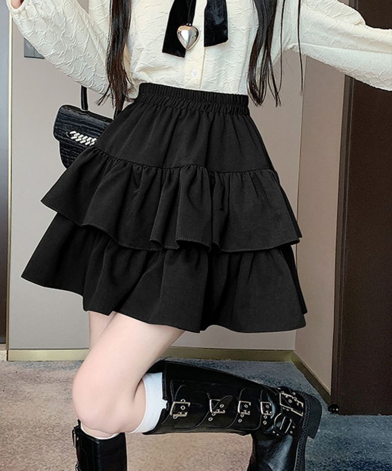 ブラックフリルミニスカート ダーリッチ Darich ランダムフリルミニスカート （ブラック