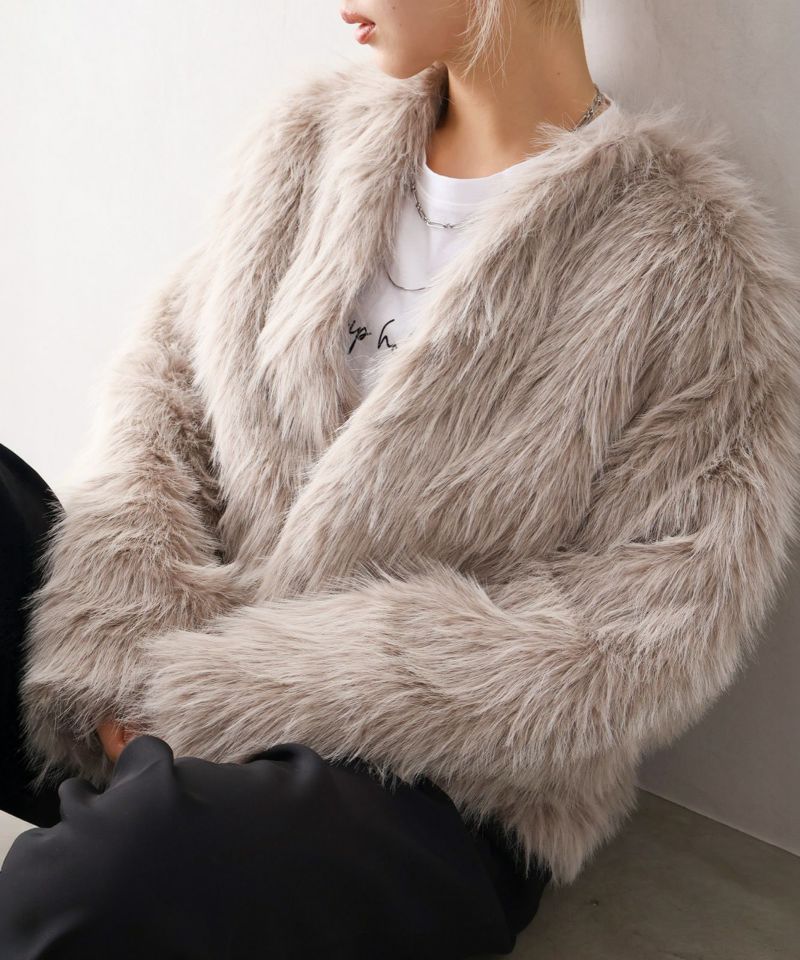 【美品】フォクシー ショート丈ジャケット ノーカラー 長袖 40 無地 ホワイト FOXEY NEW YORK ショート丈 ノーカラージャケット・40△フォクシー/@A1