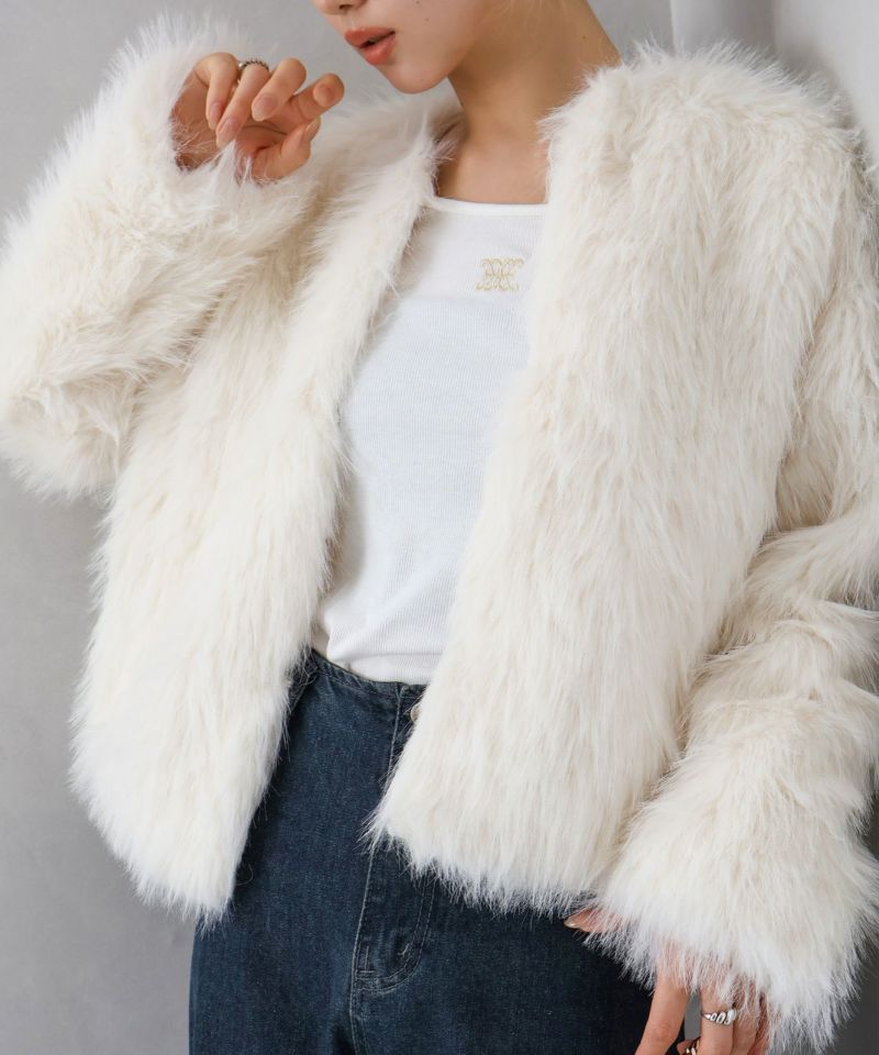 ロングフォックスノーカラージャケット | SpRay