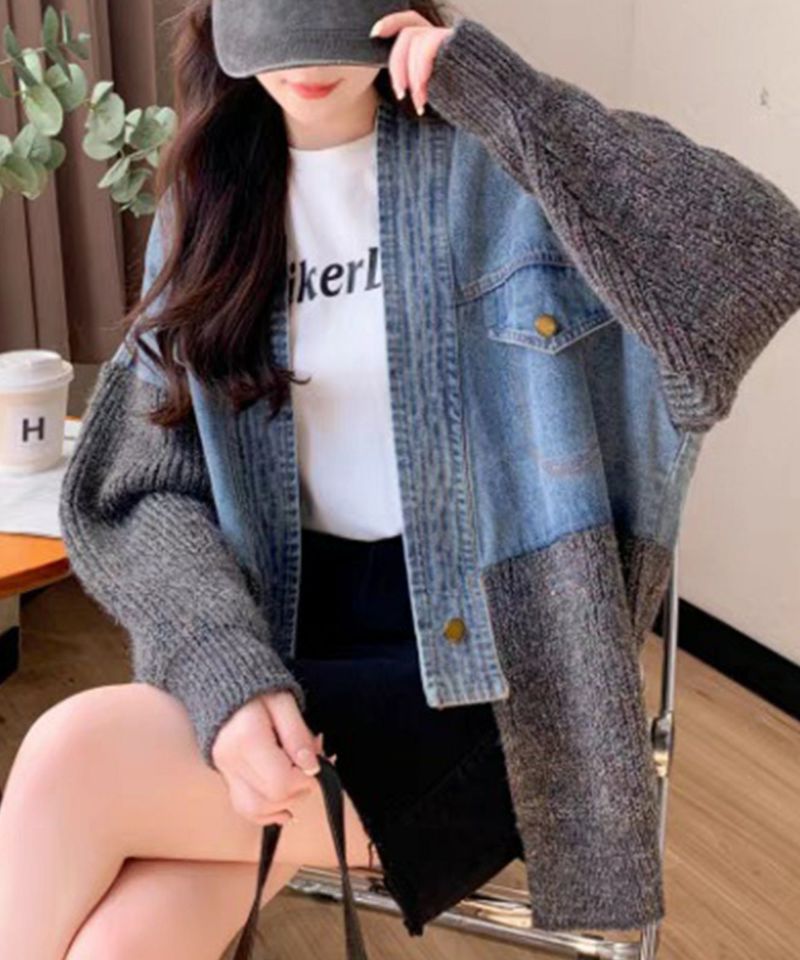 デニム切替ニットカーディガン | SpRay