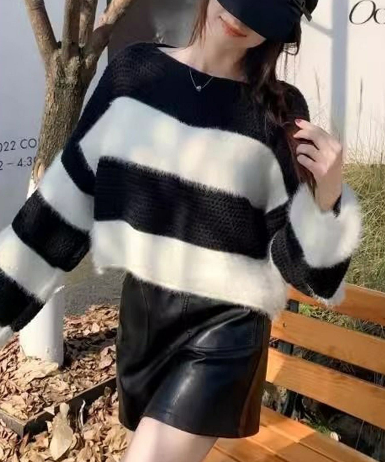 シャギーボーダークロップドニット | SpRay