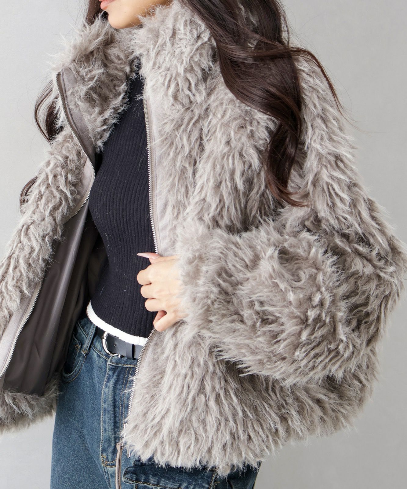 MIXシープファージップブルゾン | SpRay