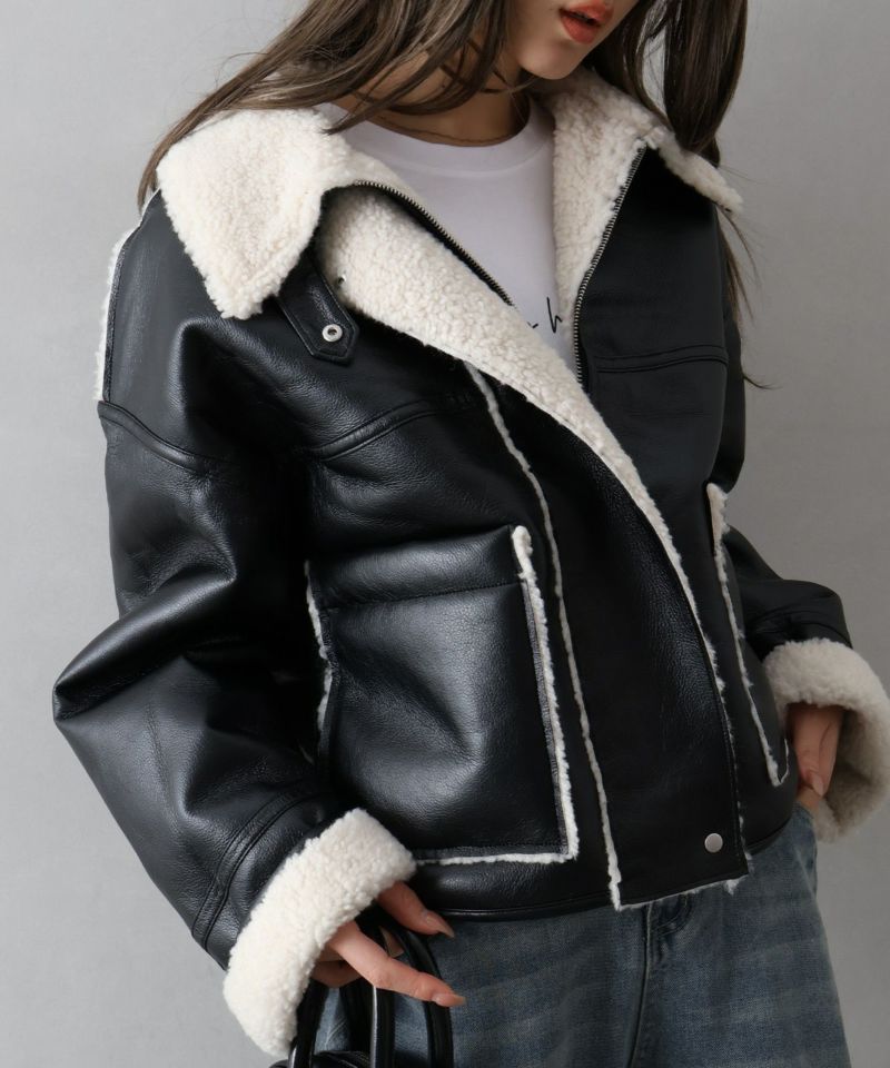 フェイクレザーボアZIPブルゾン | SpRay