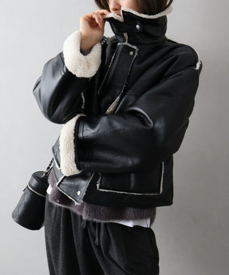 フェイクレザーボアZIPブルゾン | SpRay