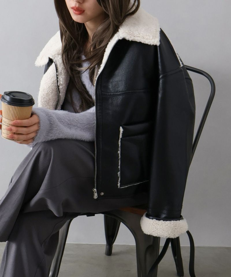 フェイクレザーボアZIPブルゾン | SpRay