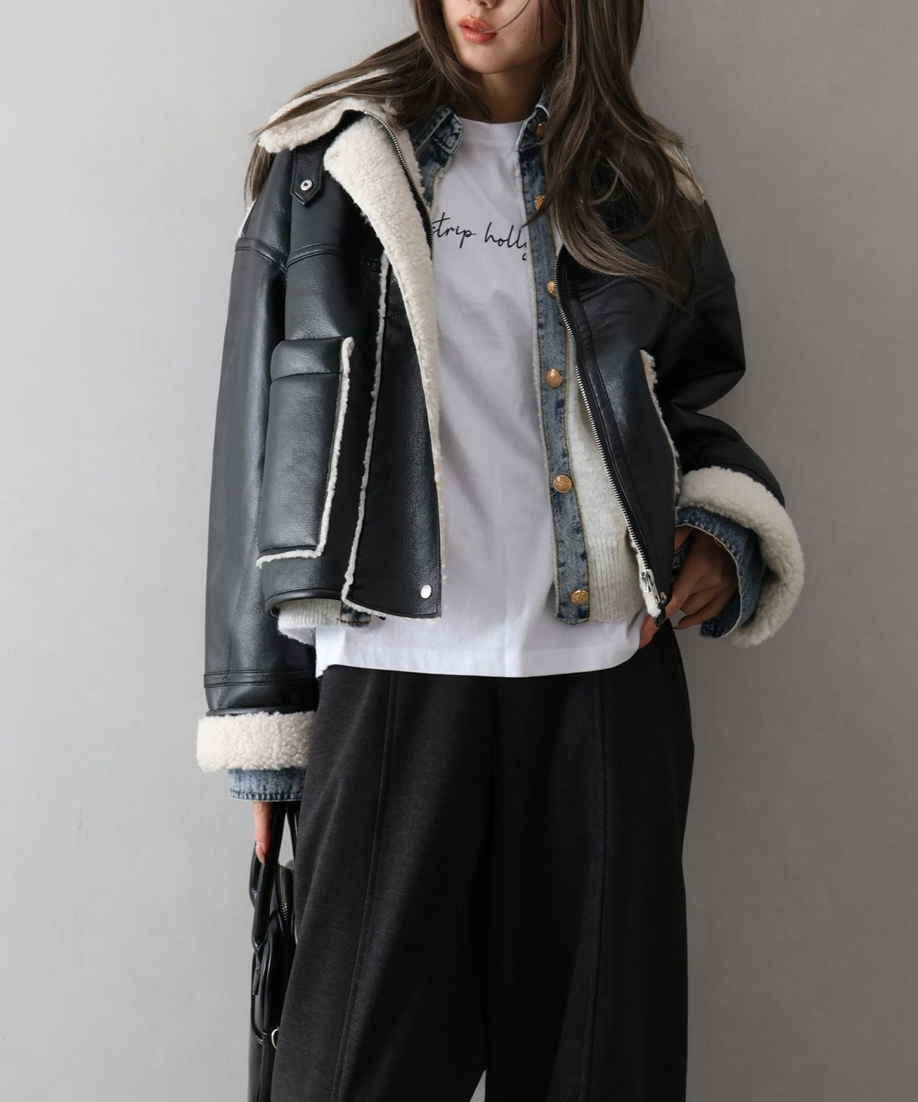 フェイクレザーボアZIPブルゾン | SpRay